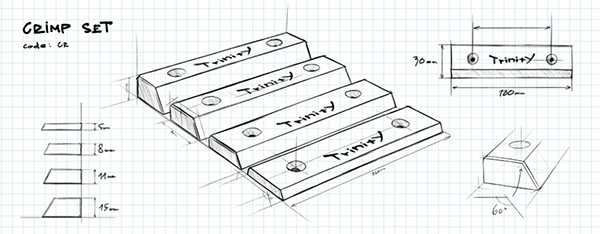 Trinity Crimp Set, wooden crimps for climber training